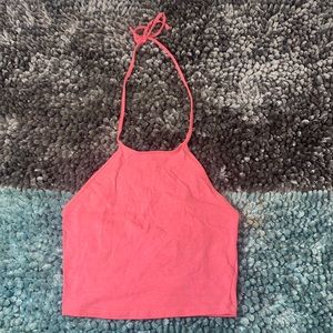 Pink halter crop top